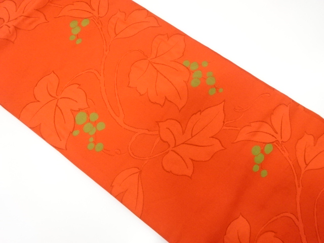 JAPANESE NAGOYA OBI / WOVEN GRAPE ARABESQUE